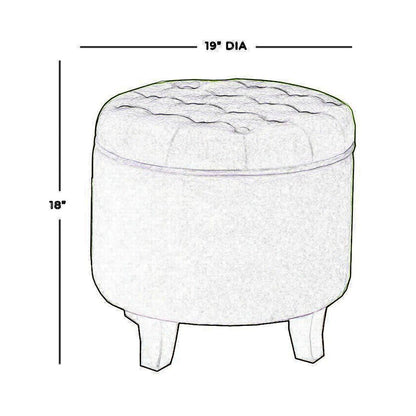 Button Tufted Velvet Upholstered Wooden Ottoman with Hidden Storage, Green and Brown - View 6