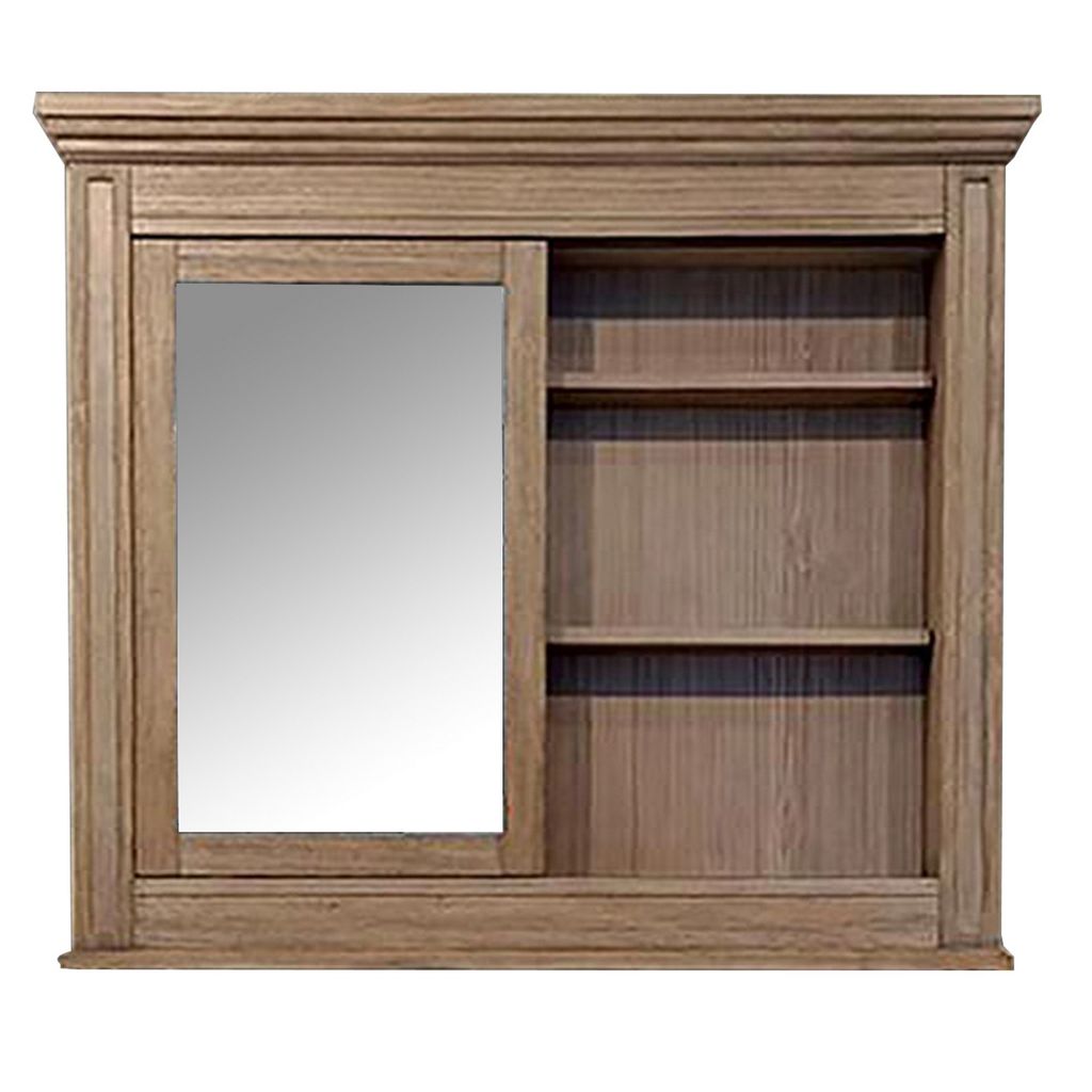 5 MM Beveled Cabinet Mirror with Storage, Brown - View 3