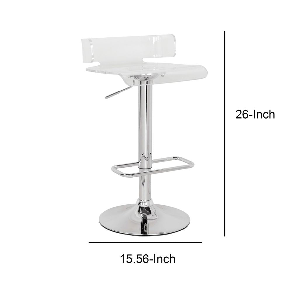 Smart Looking Adjustable Stool with Swivel, Clear & Chrome - View 5