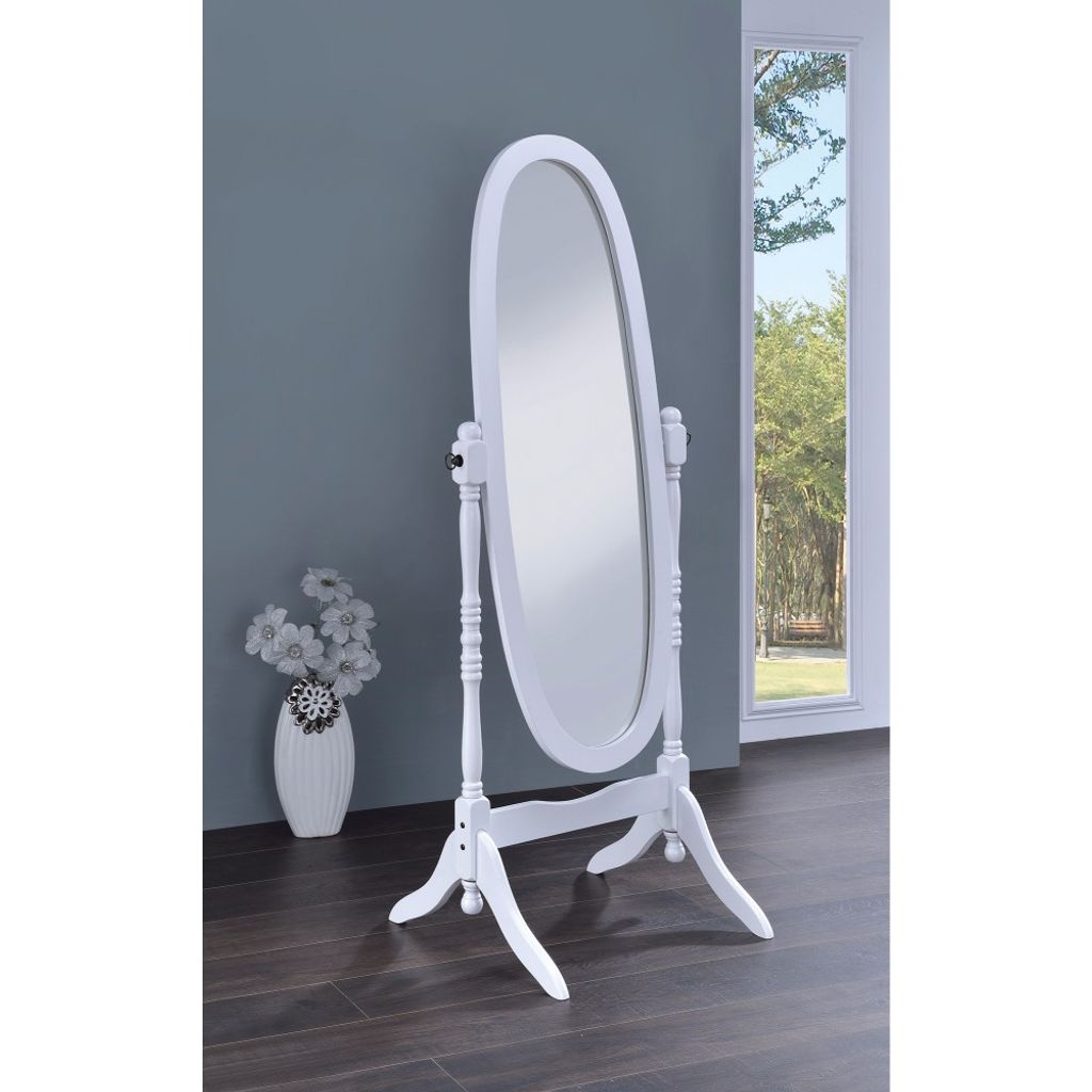 Traditional Oval Shaped Cheval Mirror, White