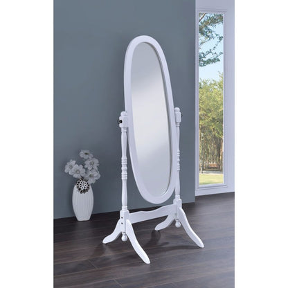 Traditional Oval Shaped Cheval Mirror, White