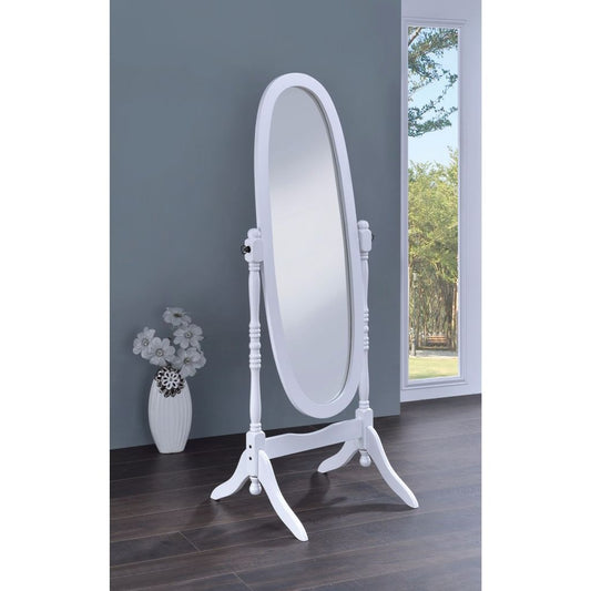 Traditional Oval Shaped Cheval Mirror, White