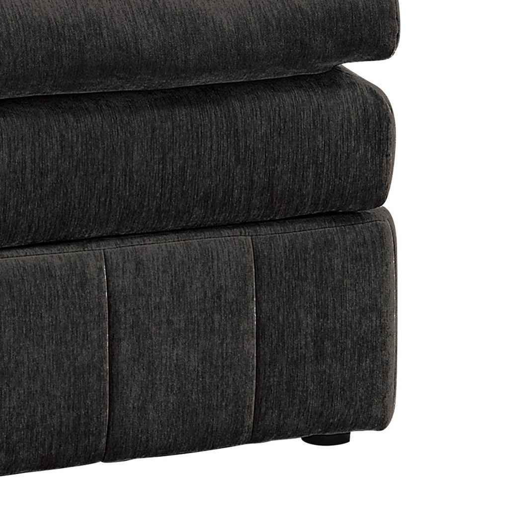 Luna 33 Inch Modular Ottoman, Three Layer Plush Cushioned Seat, Dark Gray - View 4