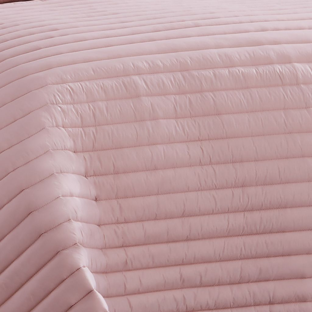 Cabe 3 Piece Queen Comforter Set, Polyester Puffer Channel Quilt, Rose Pink - View 3