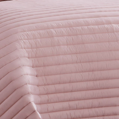 Cabe 3 Piece Queen Comforter Set, Polyester Puffer Channel Quilt, Rose Pink - View 3