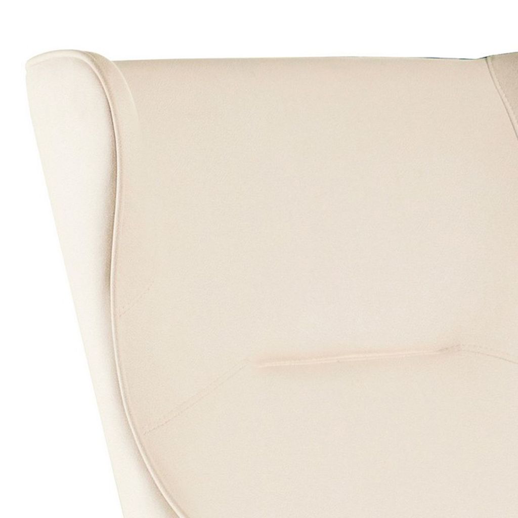 Arlo 33 Inch Accent Chair, Contoured Wingback, Beige Vegan Leather - View 2