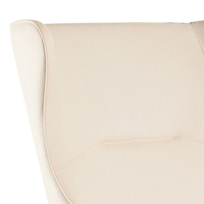 Arlo 33 Inch Accent Chair, Contoured Wingback, Beige Vegan Leather - View 2