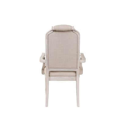 Arm Chair with Padded Seat and Button Tufts, Set of 2, Beige - View 5