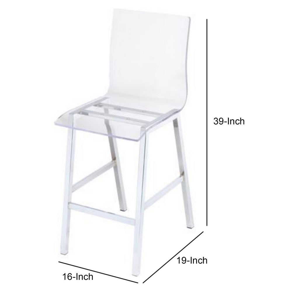 Counter Height Dining Chair Clear Acrylic, Chrome, Set of 2 - View 6
