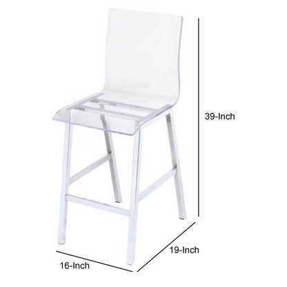Counter Height Dining Chair Clear Acrylic, Chrome, Set of 2 - View 6