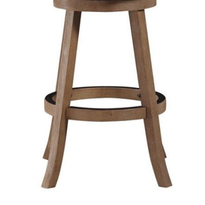 Nailhead Trim Round Barstool with Padded seat and Back, Brown and Beige - View 4