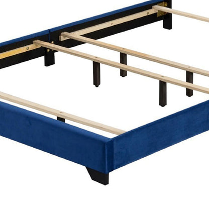 Queen Bed with Platform Style and Nailhead Trim, Blue - View 5