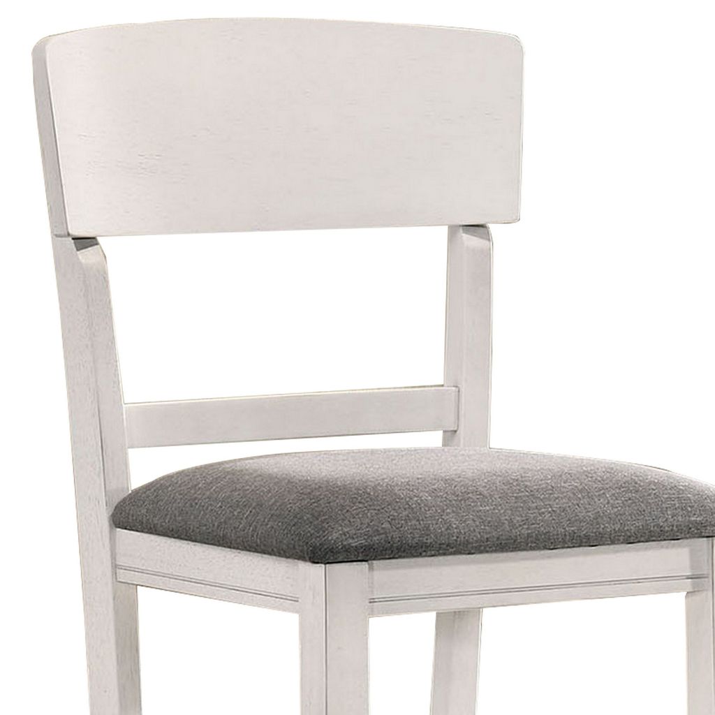 Wooden Counter Height Chair with Curved Back, Set of 2, White and Gray - View 4