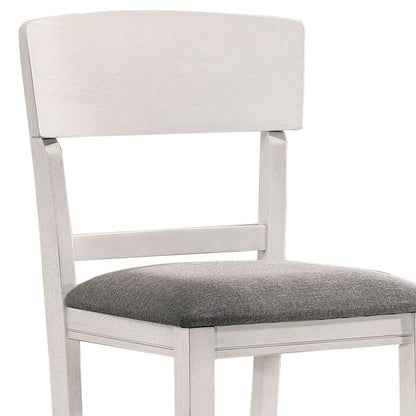 Wooden Counter Height Chair with Curved Back, Set of 2, White and Gray - View 4