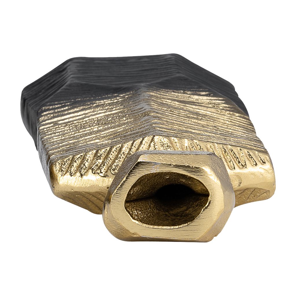 Kaya 9 Inch Classic Accent Metal Vase, Square Body, Narrow Top, Gold, Black - View 3