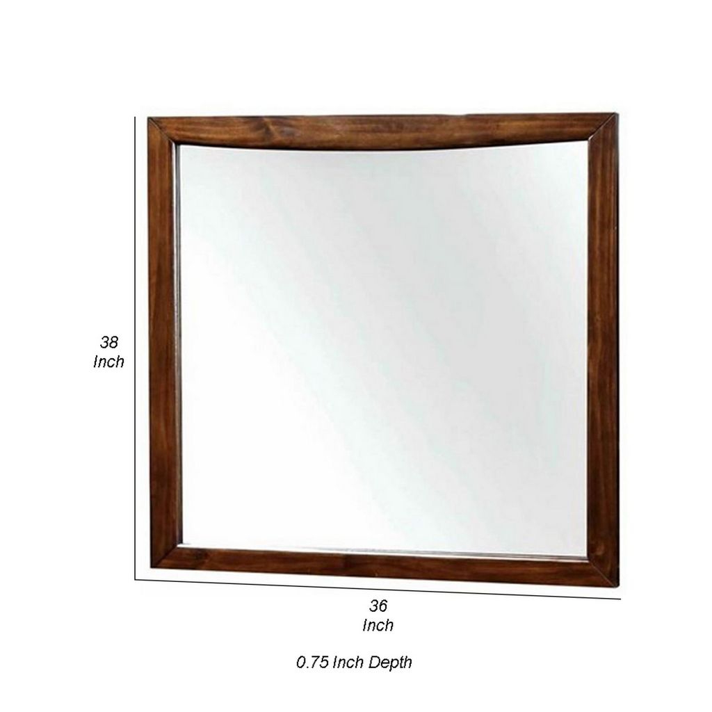 Mirror with Rectangular Wooden Frame, Cherry Brown - View 6