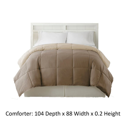 Genoa King Size Box Quilted Reversible Comforter The Urban Port, Brown and Gold - View 4