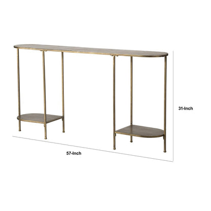 57 Inch Console Table, Oval, Steel Frame, Modern, Bronze Finish - View 5