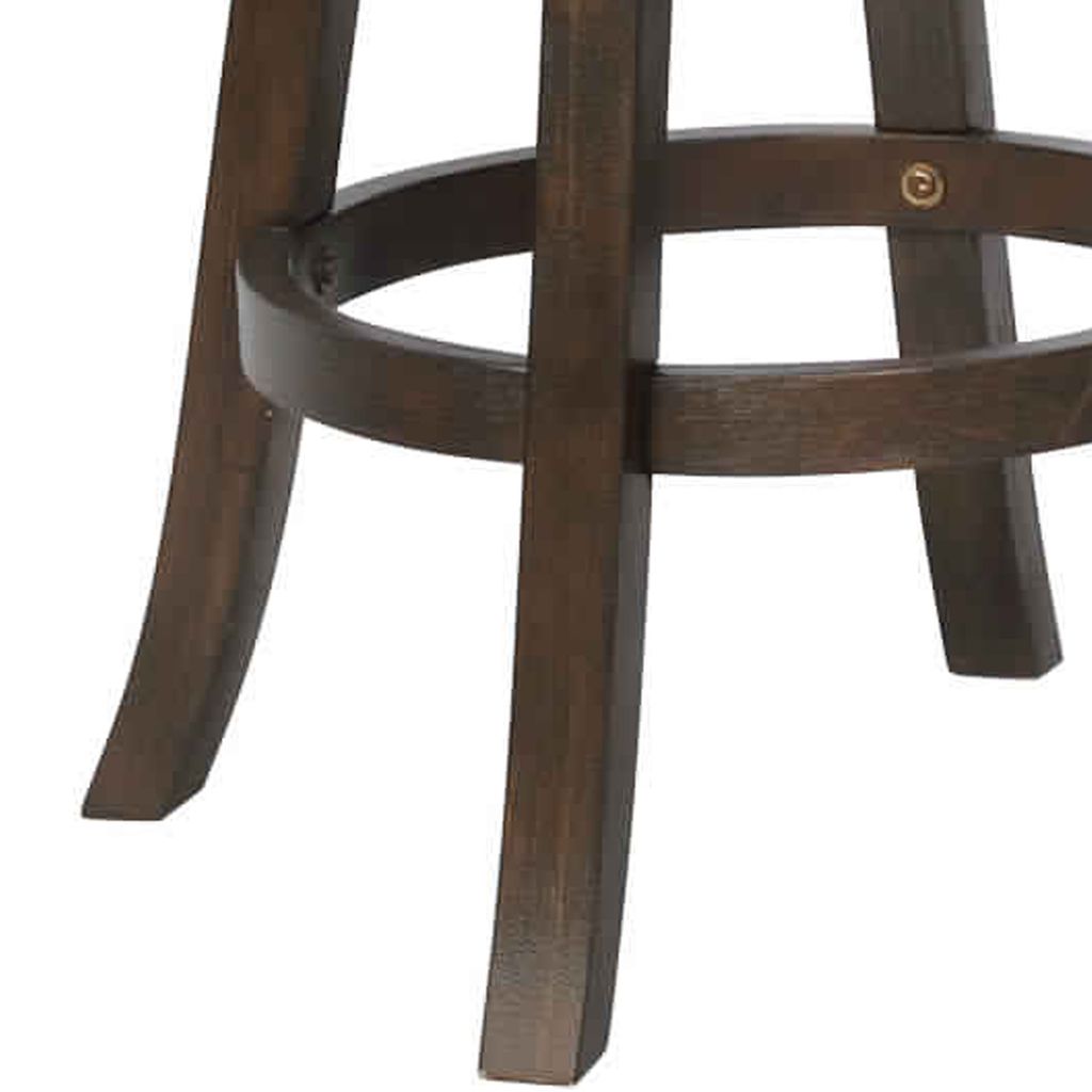 Curved Back Swivel Bar Stool with Leatherette Seat,Set of 2, Gray and Brown - View 3