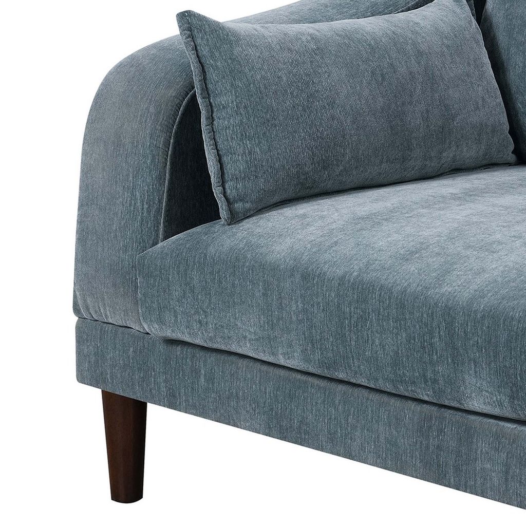 Rio 33 Inch Modular Single Arm Corner Chair, 2 Lumbar Cushions, Slate Blue - View 4