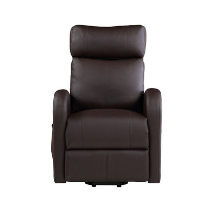 Power Lift Recliner Chair with Faux Leather and Wired Controller, Brown - View 3