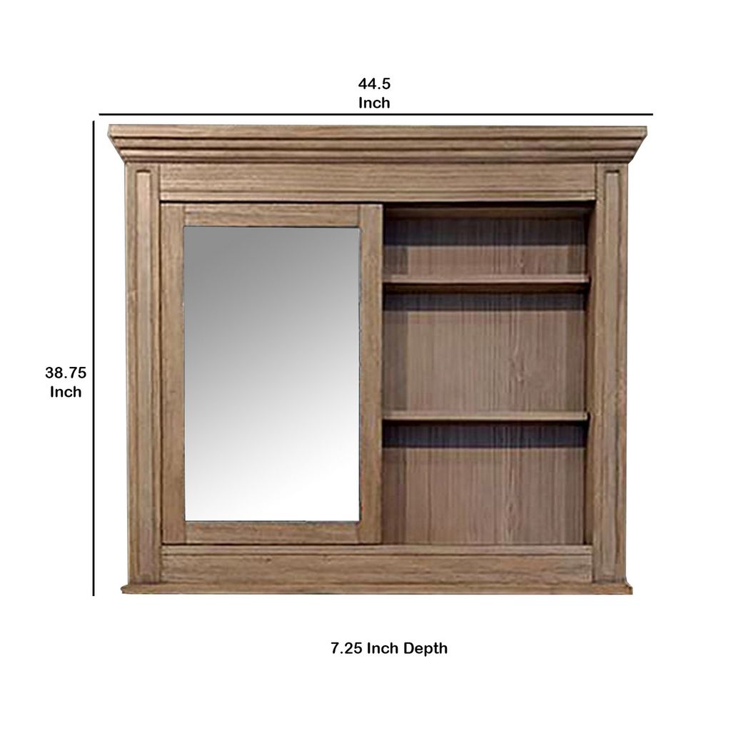 5 MM Beveled Cabinet Mirror with Storage, Brown - View 6