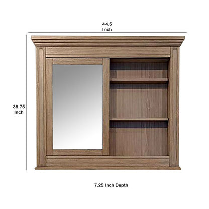 5 MM Beveled Cabinet Mirror with Storage, Brown - View 6
