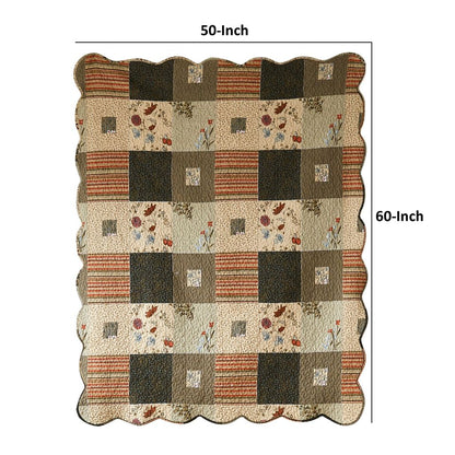 50 x 60 Cotton Quilted Throw Blanket with Fill, Wild Flowers, Multicolor - View 5
