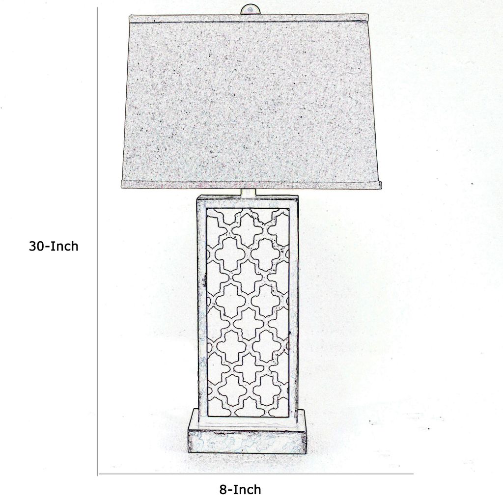 Rock Base Table Lamp Set of 2 with Drum Shade and Quatrefoil Pattern,Brown - View 6