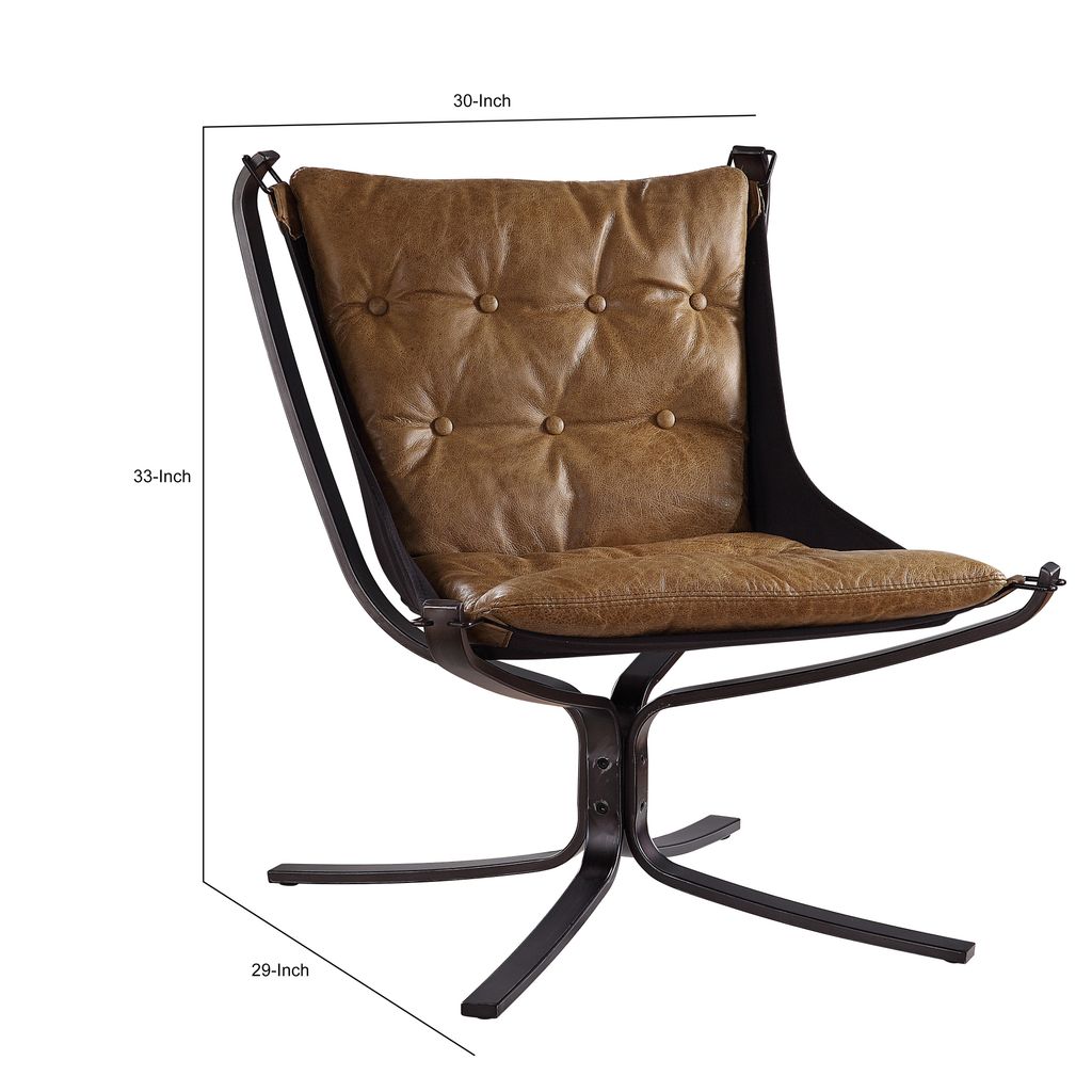 Faux Leather Upholstered Metal Frame Accent Chair with Star Base,Brown - View 6