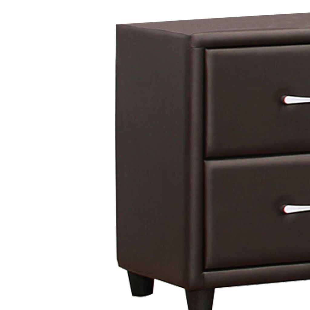 2 Drawer Night Stand In Wood And PVC, Black - View 4