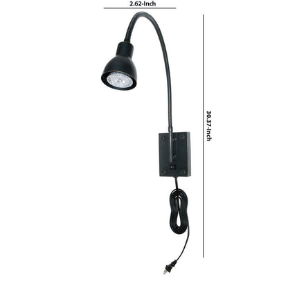 Metal Round Wall Reading Lamp with Plug In Switch, Black - View 6