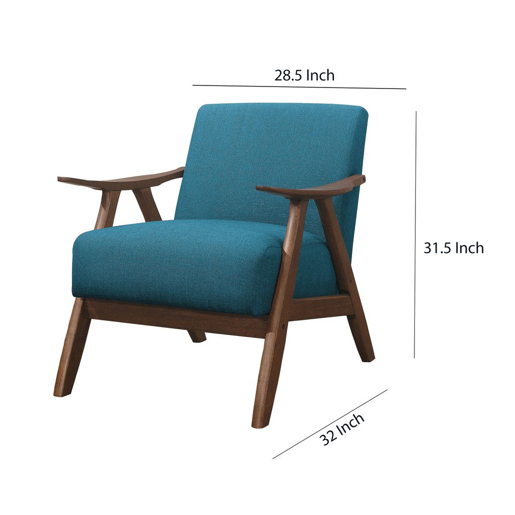 Fabric Upholstered Accent Chair with Curved Armrests, Blue - View 5