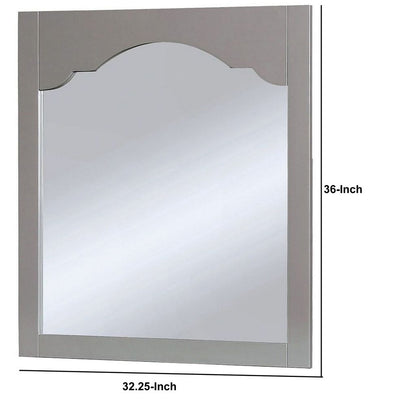 Wooden Encasing Mirror with Arched Design Top, Gray - View 6