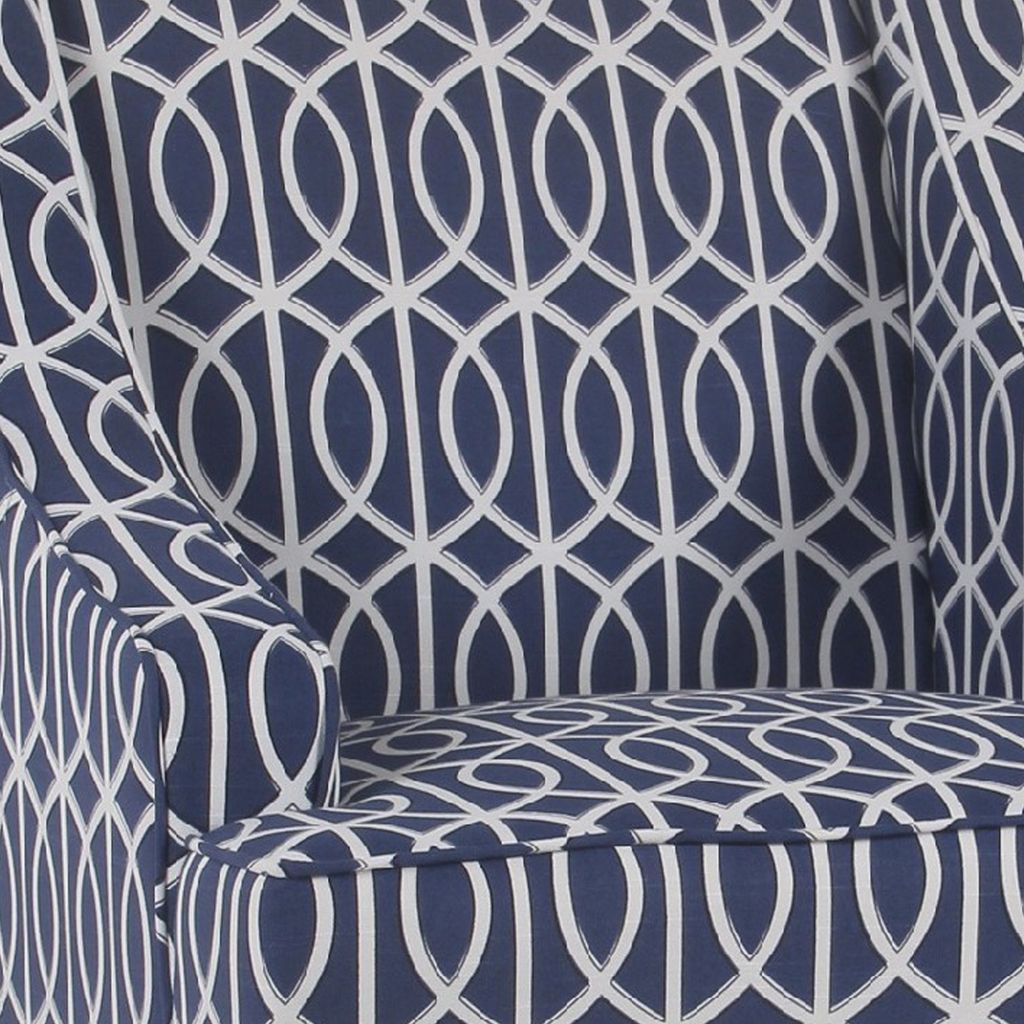 Wooden Fabric Upholstered Accent Chair with Swooping Armrests, Multicolor - View 4