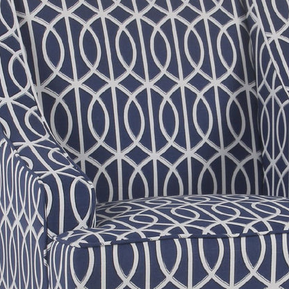 Wooden Fabric Upholstered Accent Chair with Swooping Armrests, Multicolor - View 4
