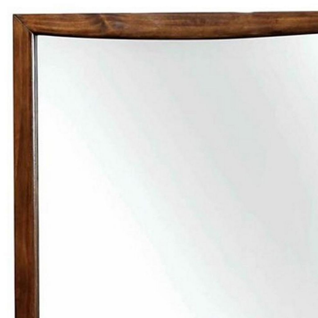 Mirror with Rectangular Wooden Frame, Cherry Brown - View 4