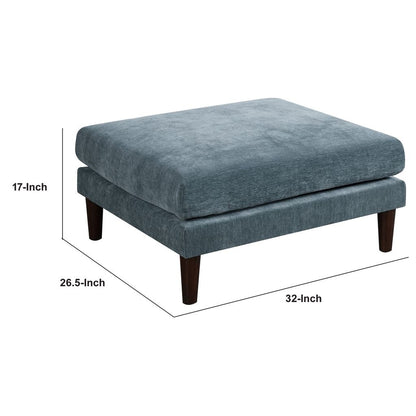Rio 32 Inch Modular Ottoman, Box Cushion Seat, Wood Legs, Slate Blue Fabric - View 5