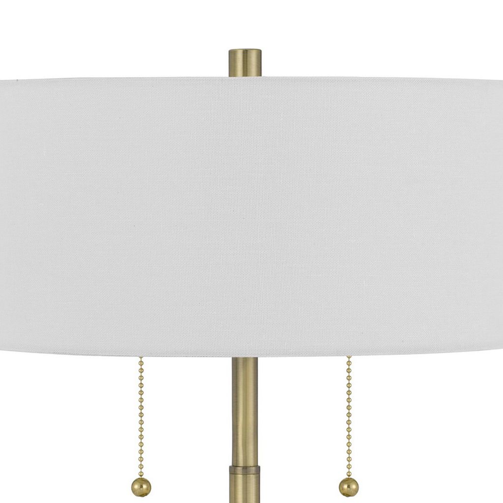 20 Inch Metal Table Lamp with Pull Chain Switch, Brass - View 3