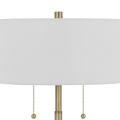 20 Inch Metal Table Lamp with Pull Chain Switch, Brass - View 3