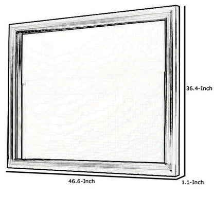 Molded Wooden Frame Dresser Top Mirror, Black and Silver - View 5
