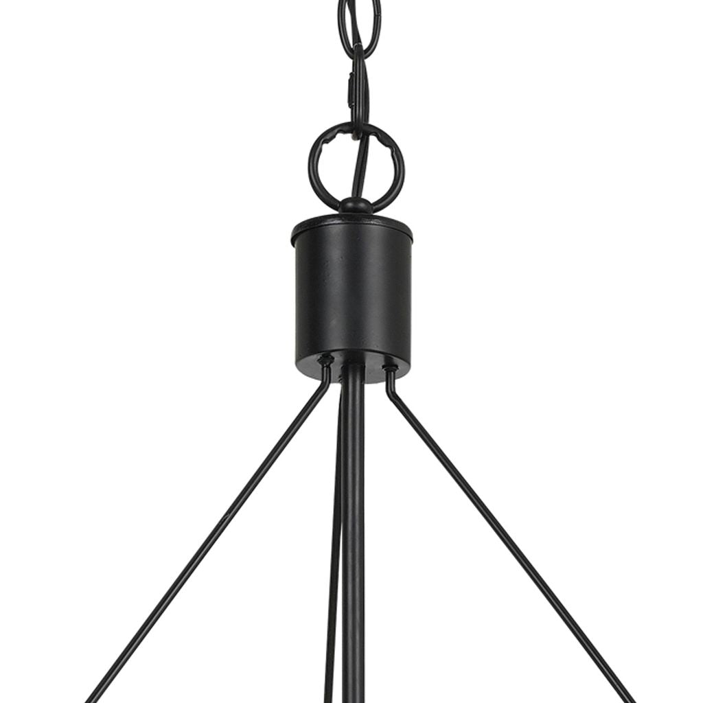 4 Bulb Round Metal Body Chandelier with Hanging Crystal Accents, Black - View 3
