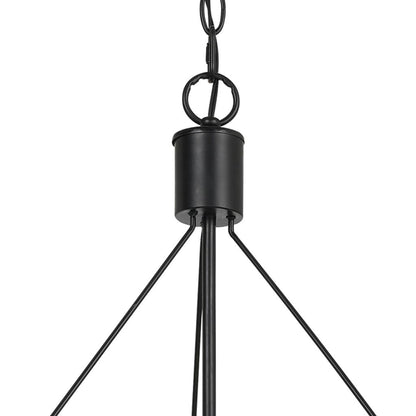 4 Bulb Round Metal Body Chandelier with Hanging Crystal Accents, Black - View 3