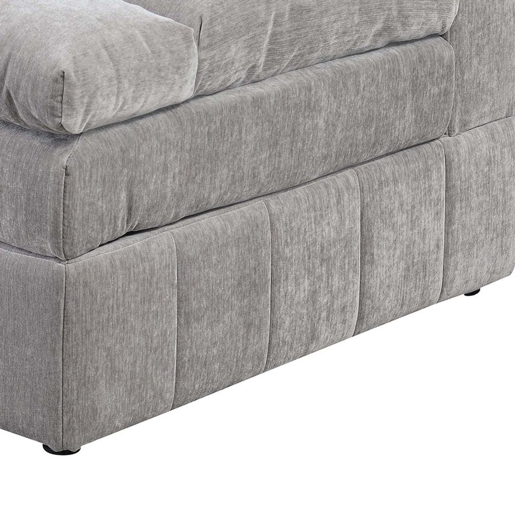 Luna 33 Inch Modular 1 Arm Corner Chair, Triple Plush Cushioned Seat, Gray - View 3