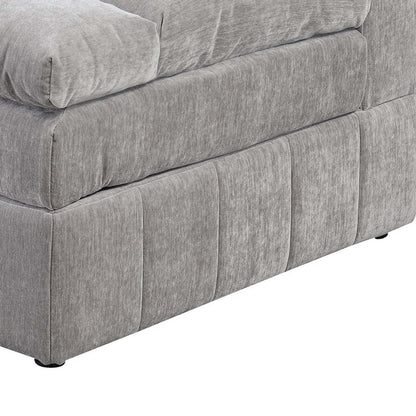 Luna 33 Inch Modular 1 Arm Corner Chair, Triple Plush Cushioned Seat, Gray - View 3