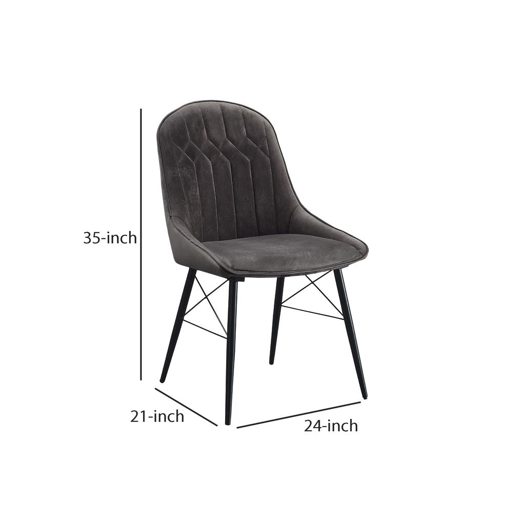 Fabric Upholstered Side Chair, Set of 2, Gray and Black - View 6