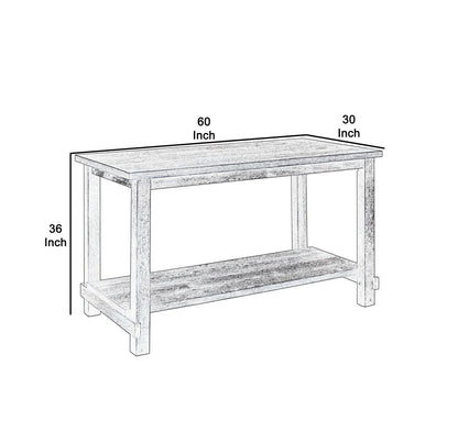 Counter Height Wooden Dining Table with Open Bottom Shelf, Gray - View 6