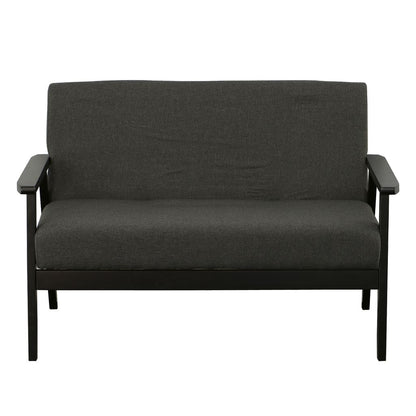 Gala 45 Inch Modern Loveseat Bench, Dark Gray Fabric, Jet Black Wood Frame - View 3