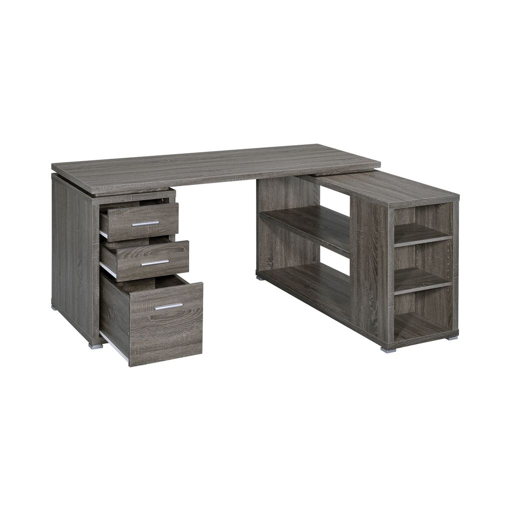 Modern Style Wooden Office Desk, Gray - View 2