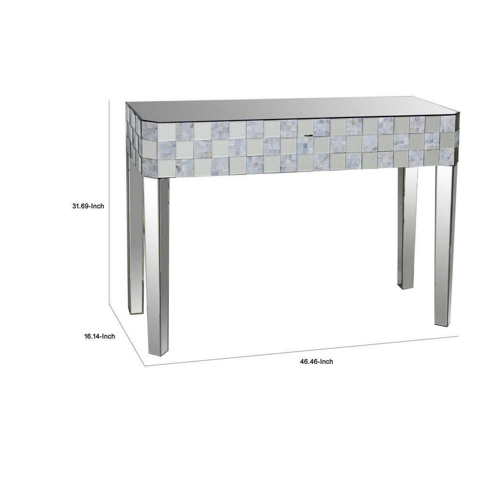 Frosted Chequered Pattern Console Table In Rectangular Shape, Clear - View 6
